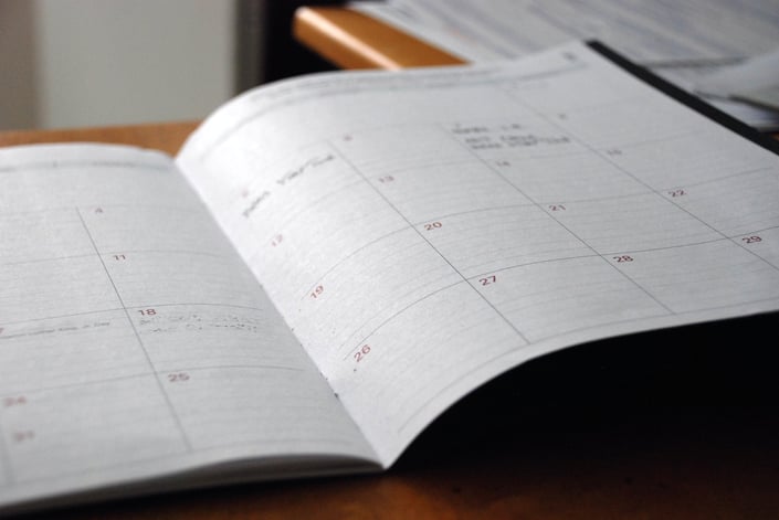 Calendar in the notebook