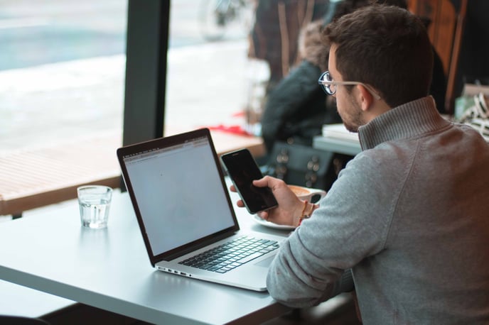 man on computer