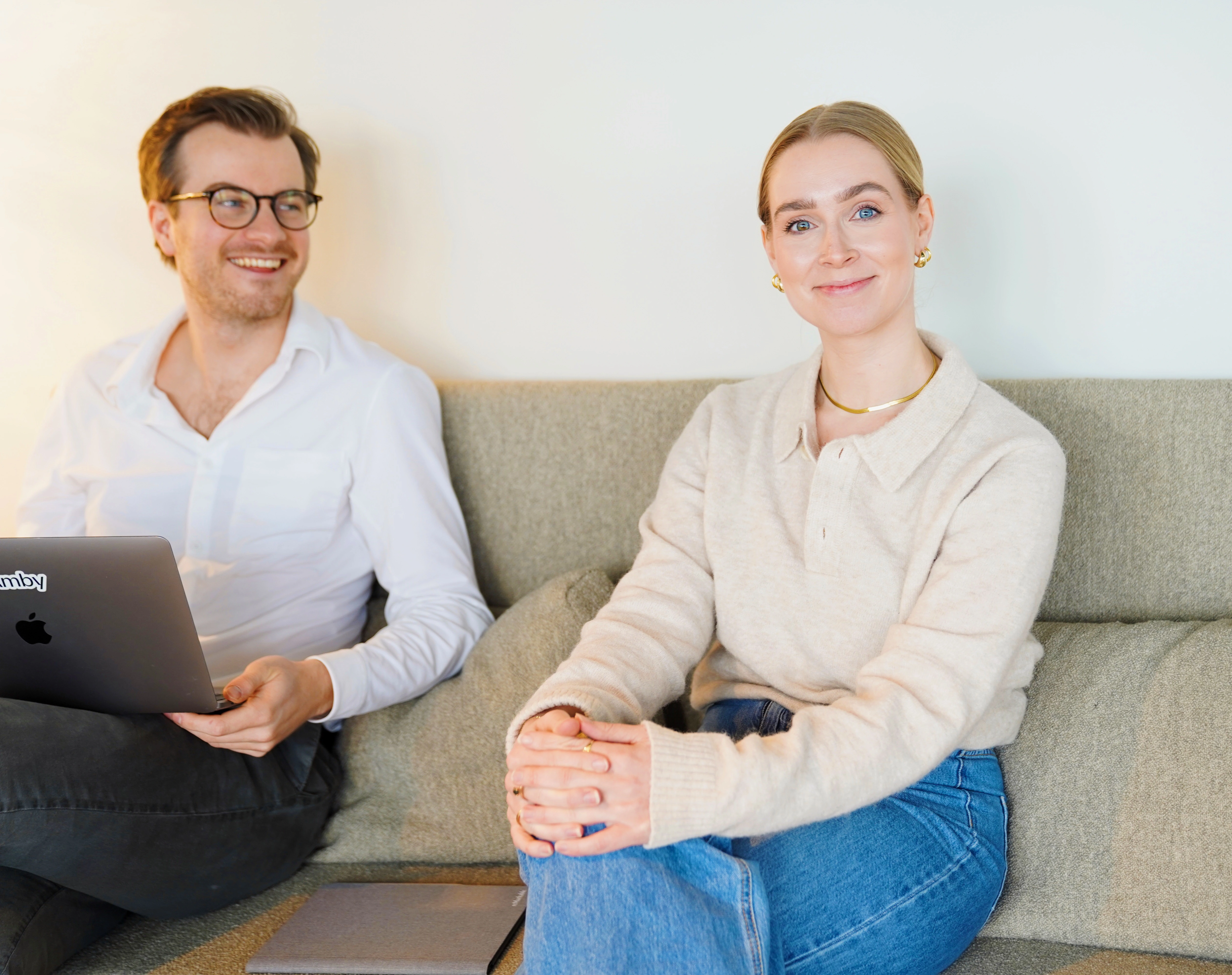 Two people on the couch