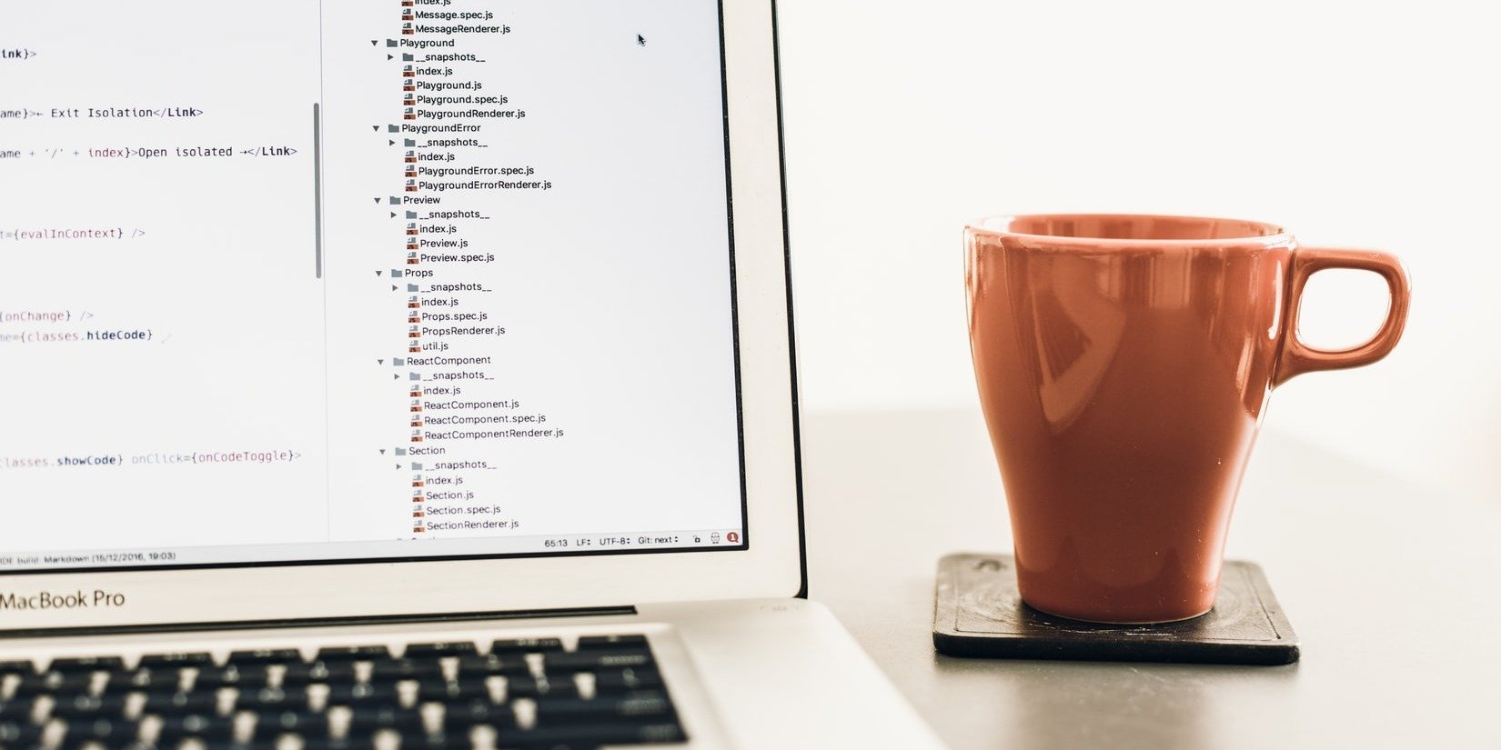 Laptop and a mug Laptop and a mug